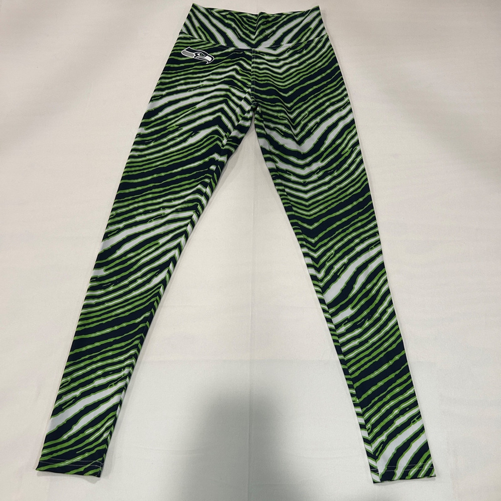 Women's Seattle Seahawks NFL Navy/Neon Green Blue White Leggings Med